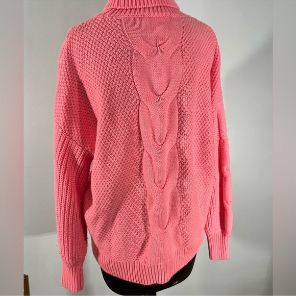 Zenana Outfitters Vibrant Pink Cowl Neck Sweater - Picture 6 of 7